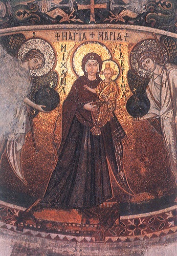 Kiti, church of Panagia Angeloktistos, mosaic of St. Mary.